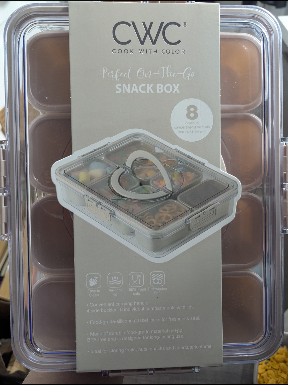 Perfect On The Go Snack Box — Taupe Compartments With Lids